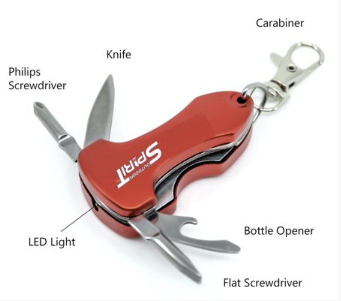 Porte-clés "Multitool LED" rouge