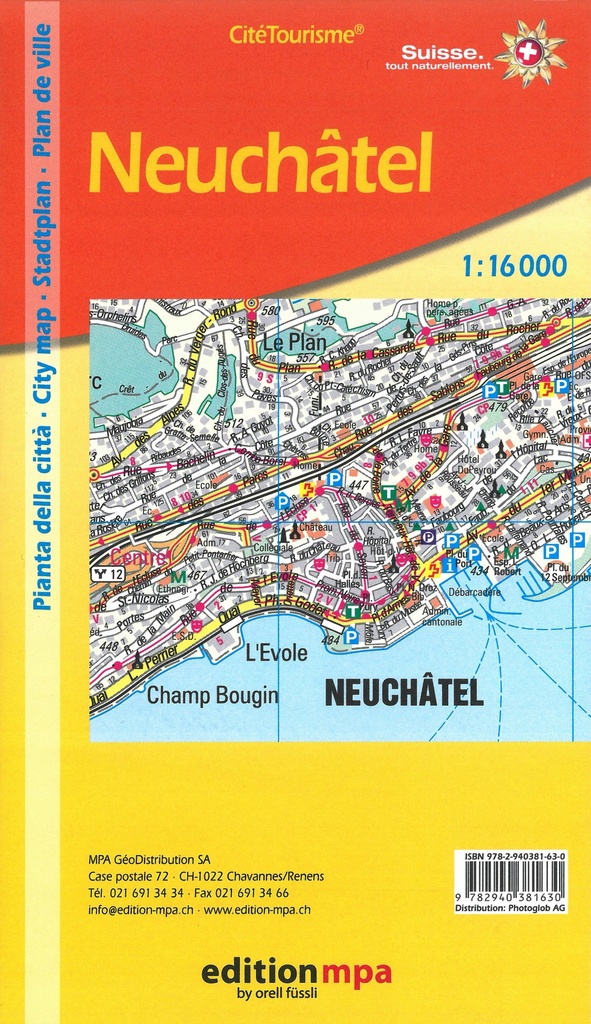 Neuchâtel, plan de ville mpa 1:16'000