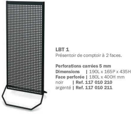 Présentoir de comptoir (argenté), 1 face perforée