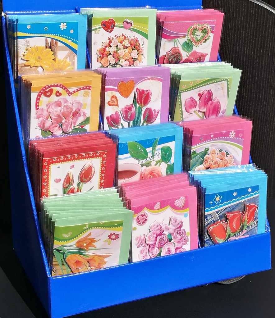Présentoir de comptoir en carton 12 cases pour MINI cartes