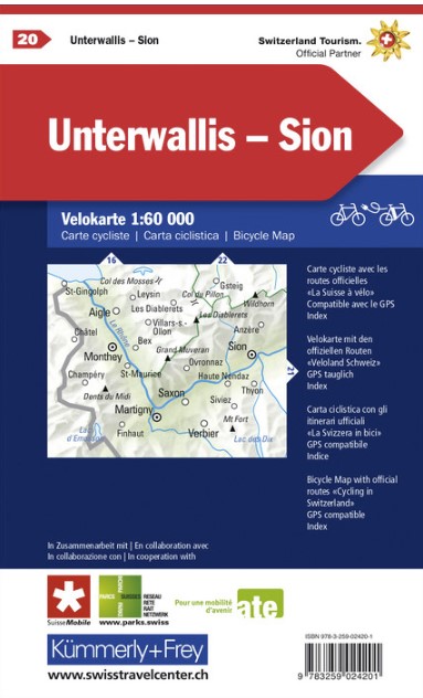 VK20 Bas-Valais - Sion 1:60'000 carte cycliste