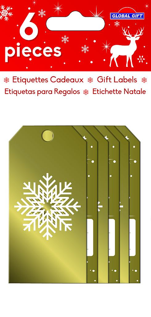 Beutel mit 6 Geschenkanhängern mit Goldfaden