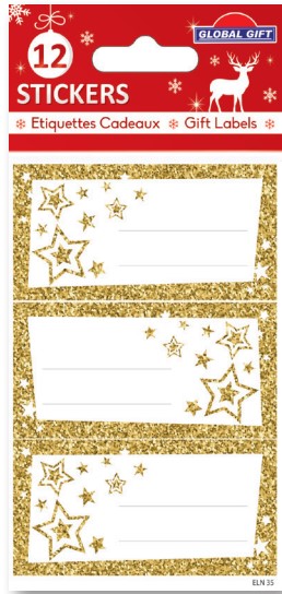 Sachet 12 étiquettes-cadeaux autocollantes