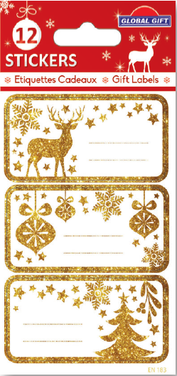 Sachet 12 étiquettes-cadeaux autocollantes