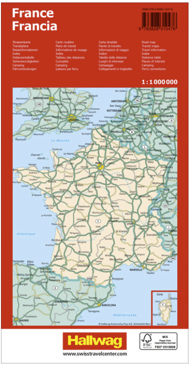 Carte routière France 1:1000'000