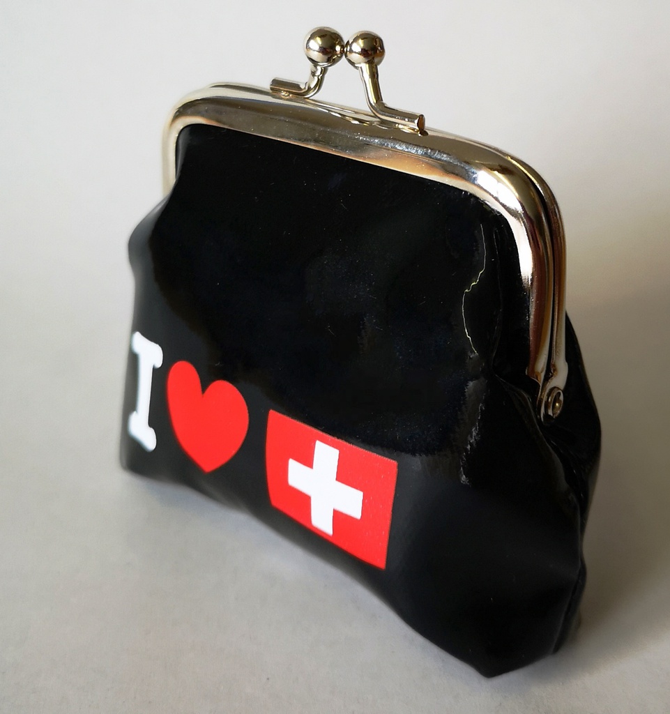 Porte monnaie noir &quot;I love Switzerland&quot;