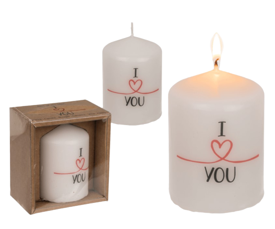 Bougie pilier "I love you"