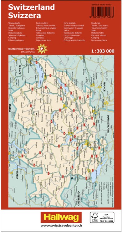 Carte routière Hallwag 1:303'000 Suisse