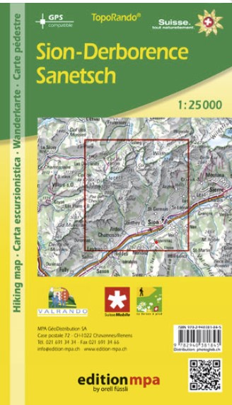 Carte pédestre 1:25'000 Sion-Derborence-Sanetsch