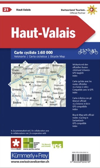 VK21 Haut-Valais 1:60'000 carte cycliste