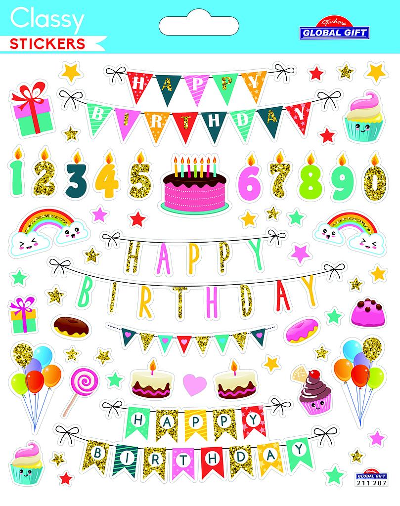 Aufkleber Happy Birthday