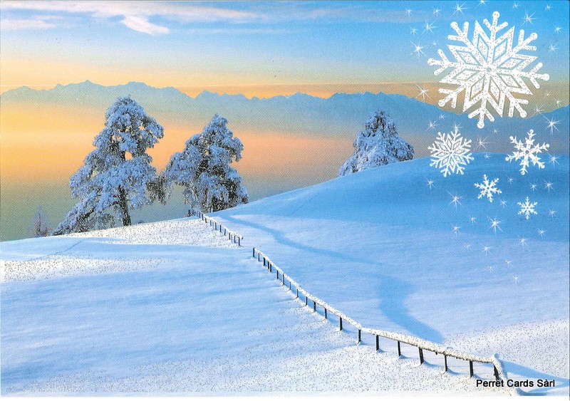 Postcards 26064 w Paysage hivernal (avec paillettes)