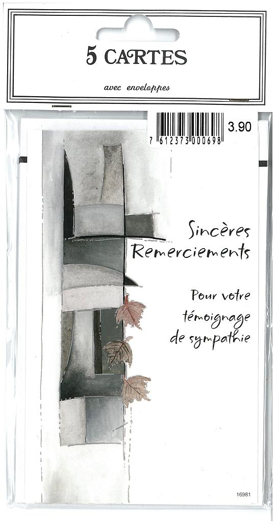 Pack de 5 c. simples Remerciement Condo