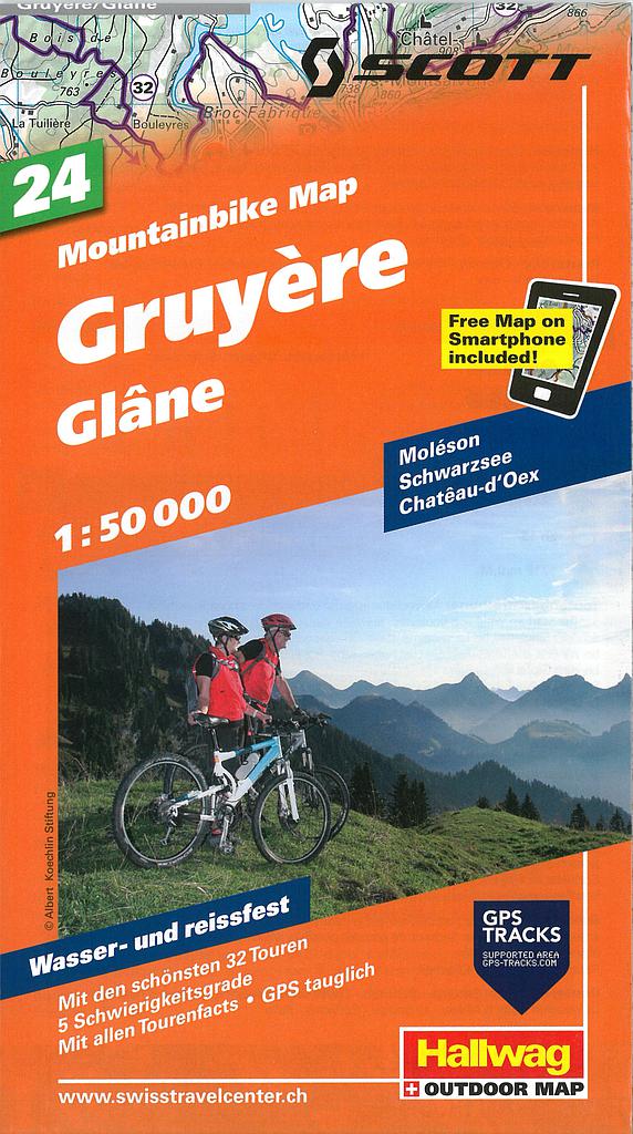 Carte VTT 1:50'000 Gruyères MTB24