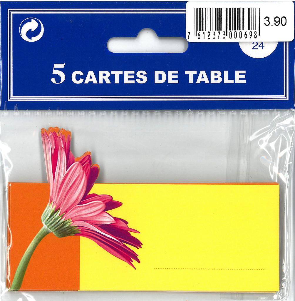 Sachet 5 cartes de table avec découpe