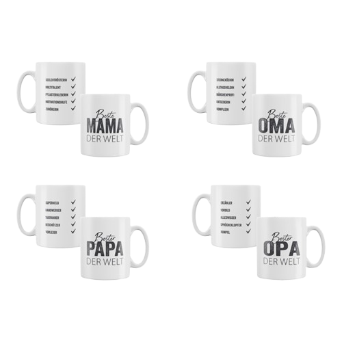 [ZE 56163] 4 Tassen, Oma, Opa, Papa, Mama