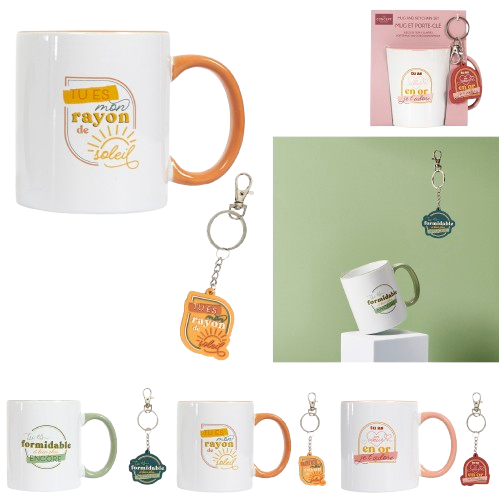 [ZE KA0395] 3 Tasses avec leur porte-clés