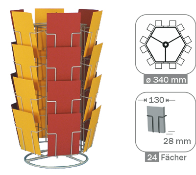 Thekendrehständer 24 Fächer HF für Grußkarten ~B6