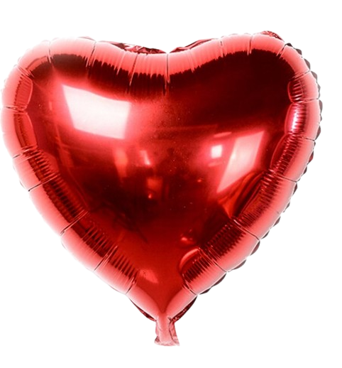 [TT 30215] Ballon "Coeur" ø~46 cm en aluminium, sur baguette 40 cm