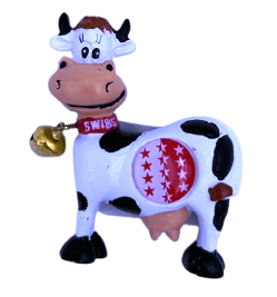 Aimant vache avec cloche or "Valais"