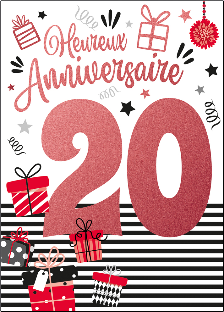 Carte A4 Anniversaire 20 ans