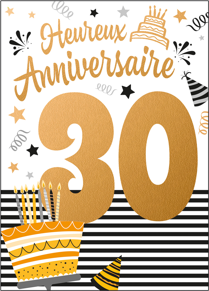 [A4-AG 525353] Carte A4 Anniversaire 30 ans