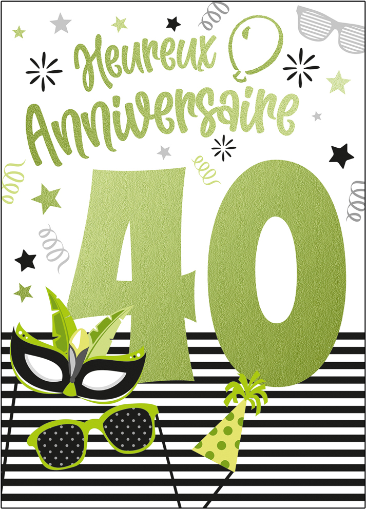 [A4-AG 525354] Carte A4 Anniversaire 40 ans