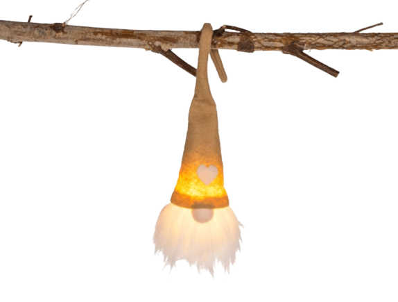 [ZE 960358-2] Gnome doré à accrocher LED