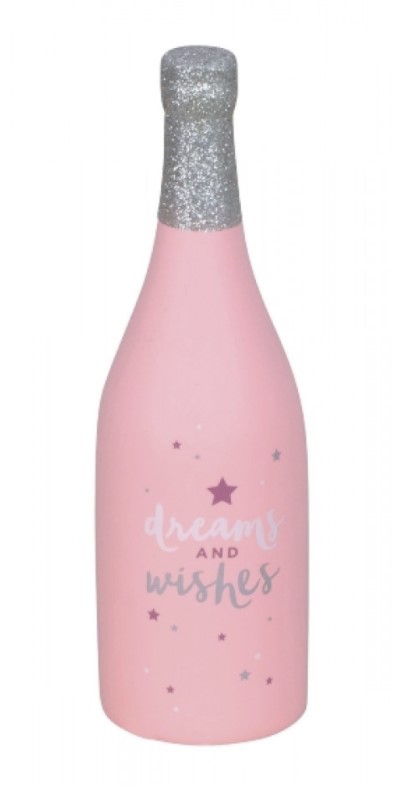[ZE 8394] Spardose Keramikflasche "Dreams and Wisches"
