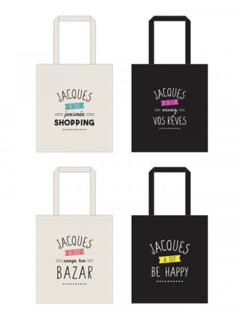 [ZE SH1869] 4 sacs Tote bag assorti "Jacques a dit"