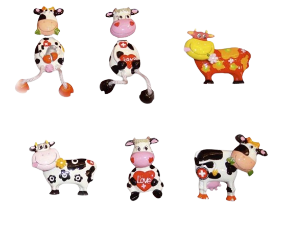 [MG 9192] Lot de 6 aimants vaches avec tête qui bouge (5.90/pce)