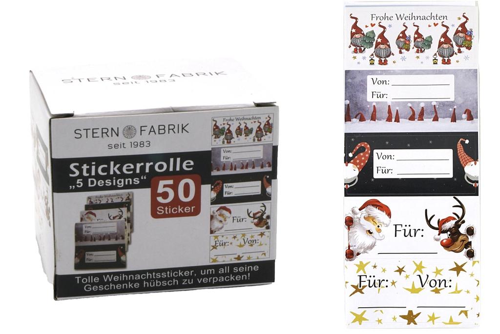 [TT 01551] Weihnachtsgeschenkaufkleber "Stickerrolle" 50 Stk.