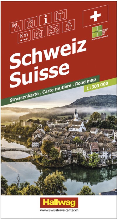 Carte routière Hallwag 1:303'000 Suisse