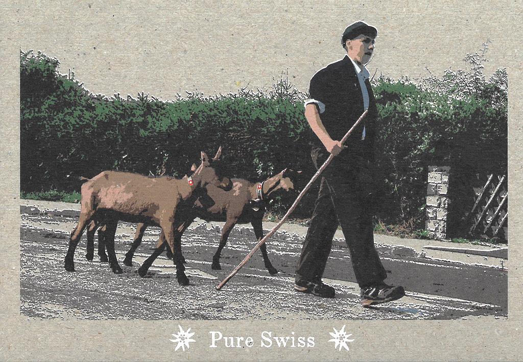 [206793] Postcards 51128 Pure Swiss Bauer mit Ziegen