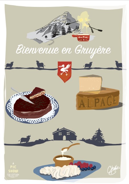 [MG PiFR107] Magnet aus Plexiglas  "Bienvenue en Gruyère"
