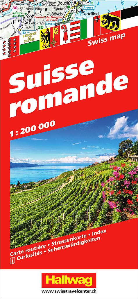 [BZ1880504] Carte routière Hallwag 1:200'000 Suisse romande