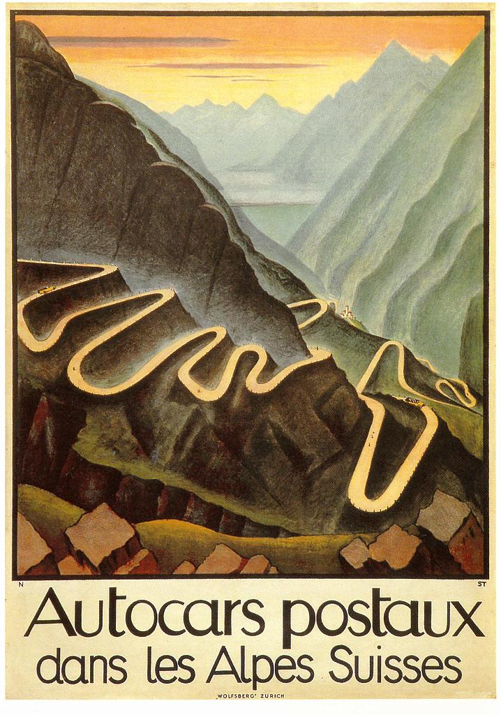 [CP 206755] Postcards 01494 Cars postaux dans les Alpes Suisse
