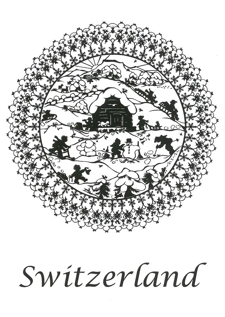 [CP 206630] Postcards 10026 w "Switzerland" (découpage noir-blanc)
