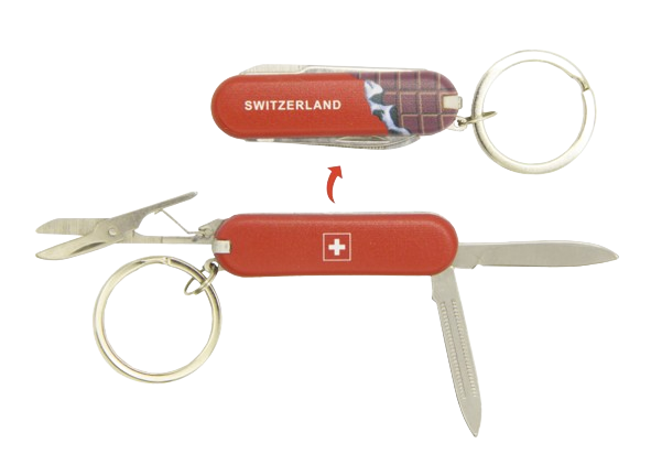 Porte-clé couteau chocolat &quot;Switzerland&quot;