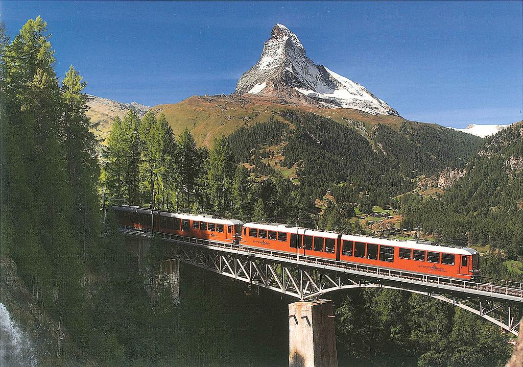 [CP 204905] Postcards 25450 Zermatt (Gornergrat-Bahn auf dem Findelbachviakukt, Matterhorn)