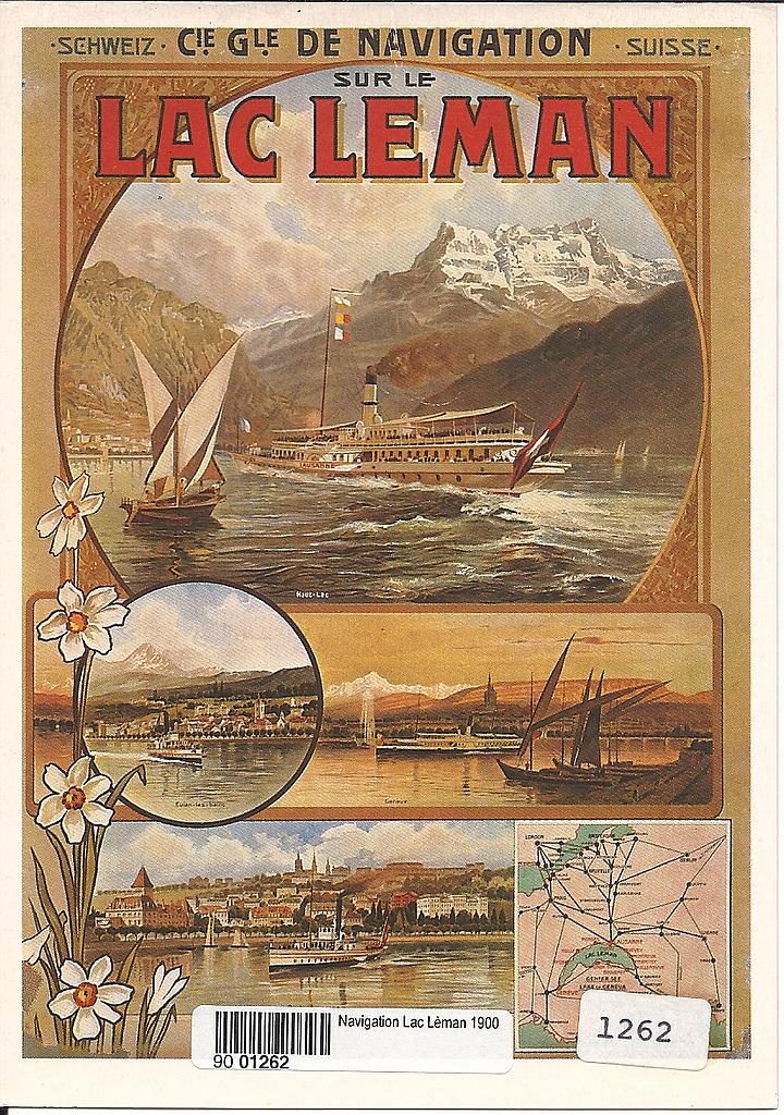 [CP 203671] Postcards A6 Litho 01262 Affiche Navigation Lac Léman 1900