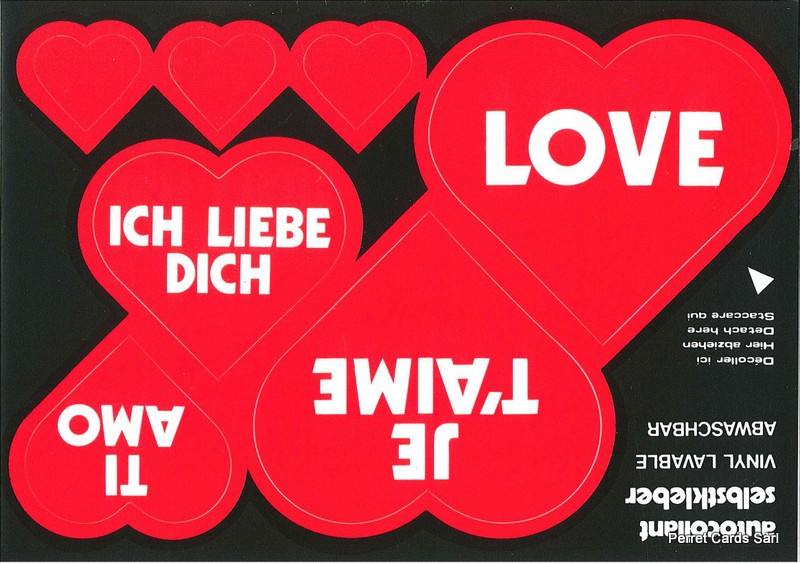 [CP 206815] Postcards SK 213 Stickers Coeurs 'Je t'aime' multilingues