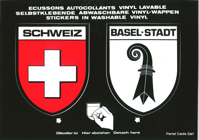[CP 208376] Postcards SK 322 Stickers Schweiz + Basel-Stadt