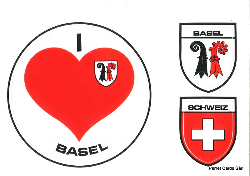 [CP 208377] Postcards SK 512 Stickers I love BASEL