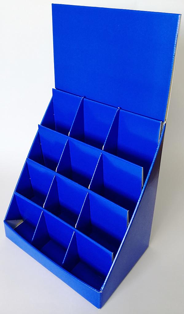 [BOX MN-H4L3] Thekendisplay aus Karton 12 Fächer für Minikarten