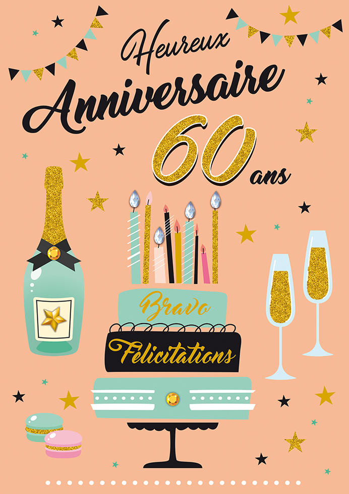 [A4-AG MAXI24] Carte A4 Anniversaire 60 ans