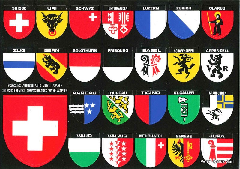 [CP 206802] Postcards SK 200 Stickers écussons cantons suisses