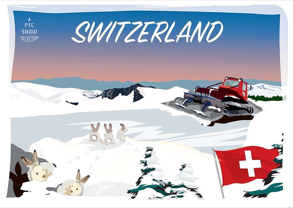 Postcards "Switzerland" (chasse-neige)