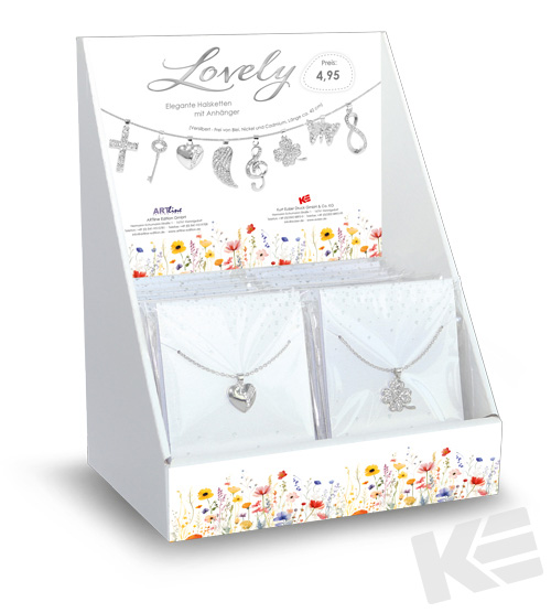 Display Bijoux, 16 colliers argentés (9.90/pce)