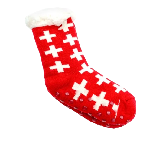 Socken mit ABS-Sohle und Schweizer Kreuz (Größe 35–38)